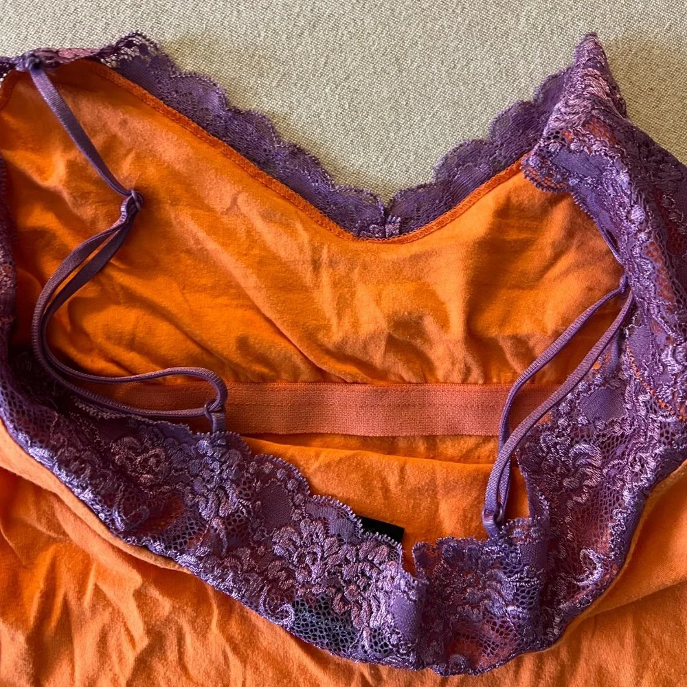 VS Moda International Women's Orange & Purple Lacey Tank Sz M EUC - Picture 6 of 9